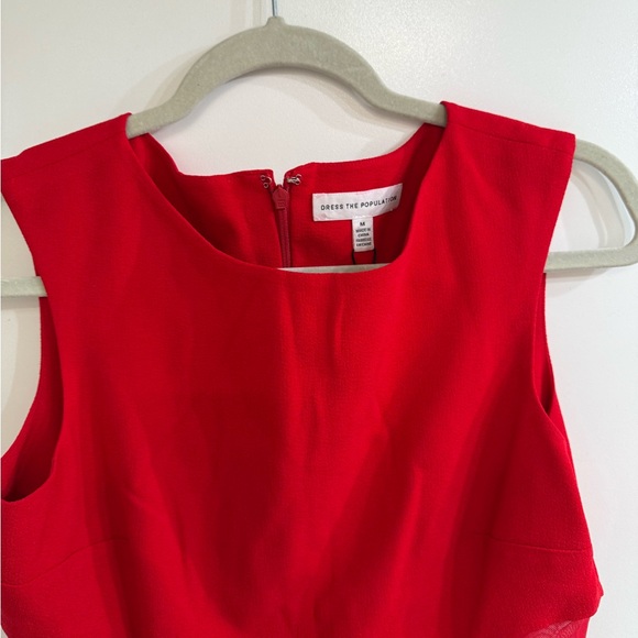 Dress the Population Bryson Dress - Red Dress with Mesh Panels - Picture 8 of 9
